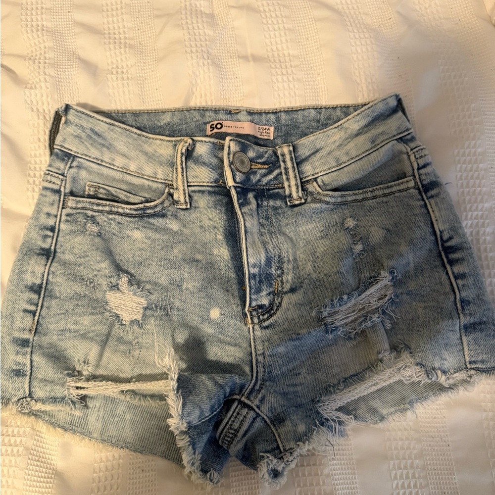 SO Blue Jean Shorts Distressed Frayed Hem